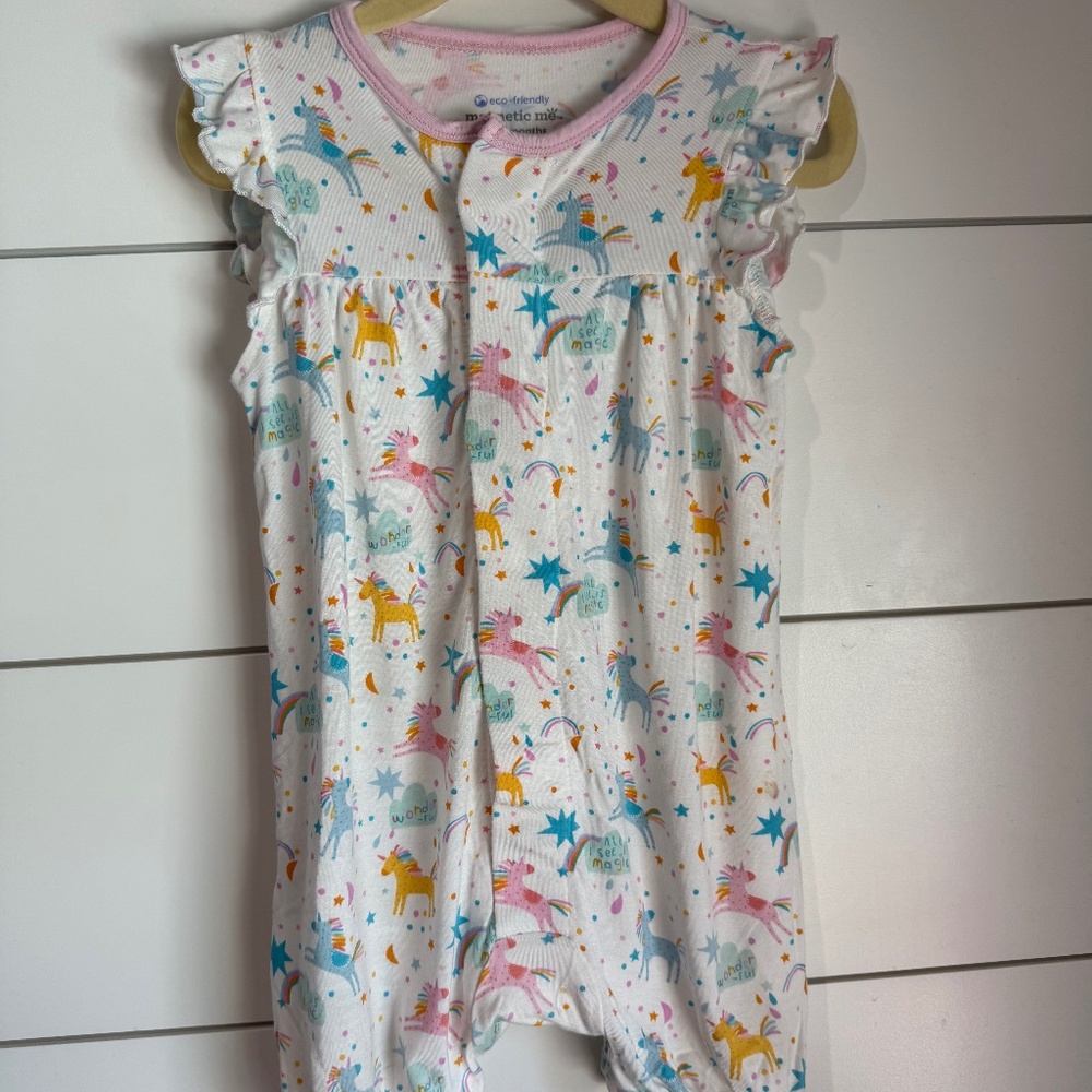 Magnetic Me Short Ruffle Romper Unicorn 12-18 mo